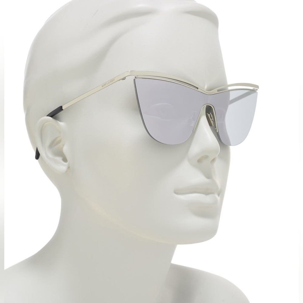 SAINT LAURENT * Women's Silver 60mm Cat Eye Sunglasses, NWT - Picture 2 of 11